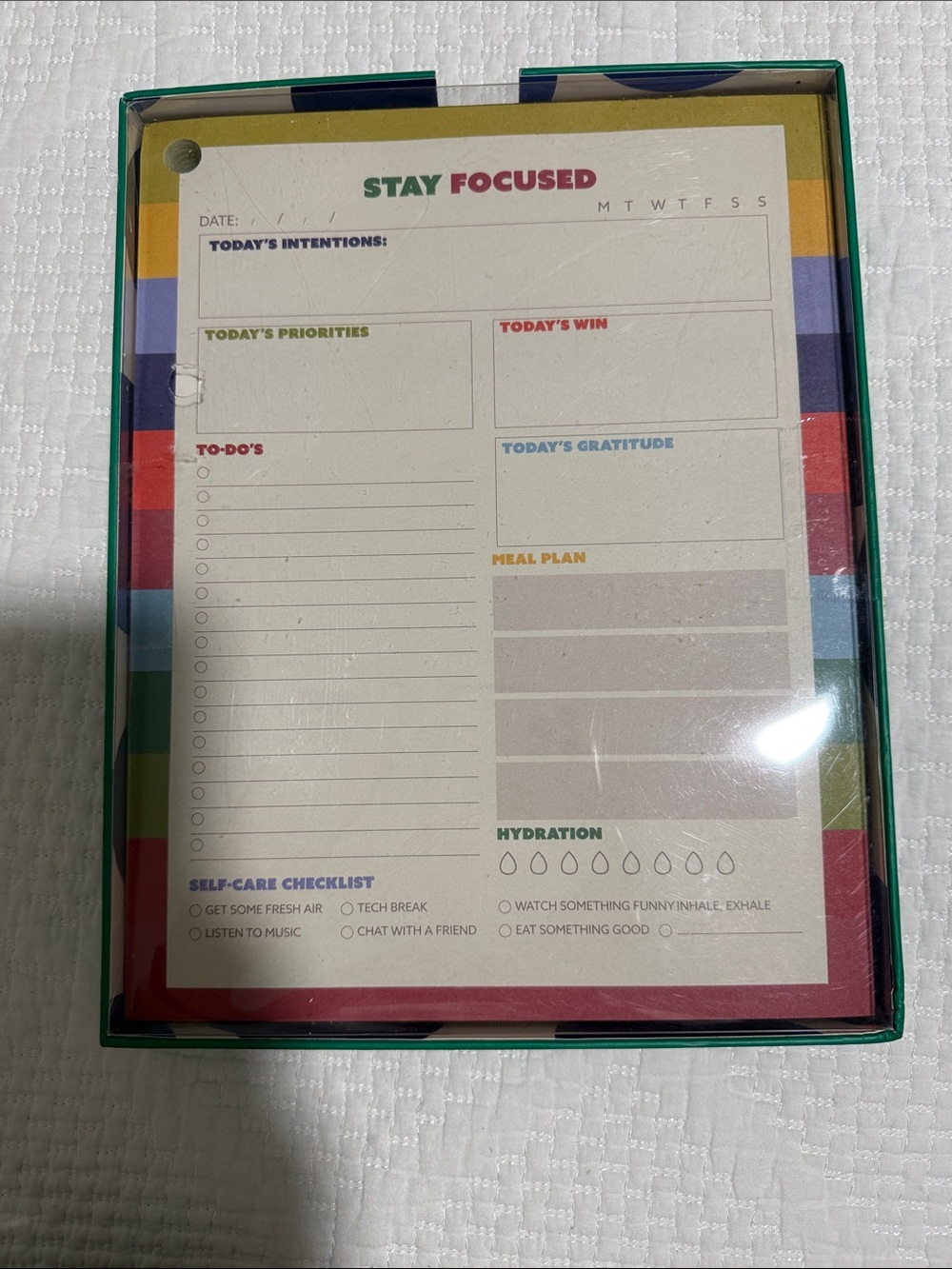 Stay Focused Daily Planner Notepad - Multicolor